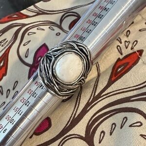 Elegant Sterling  Silver and White Women's Ring Sz 8 Earthy and Rustic